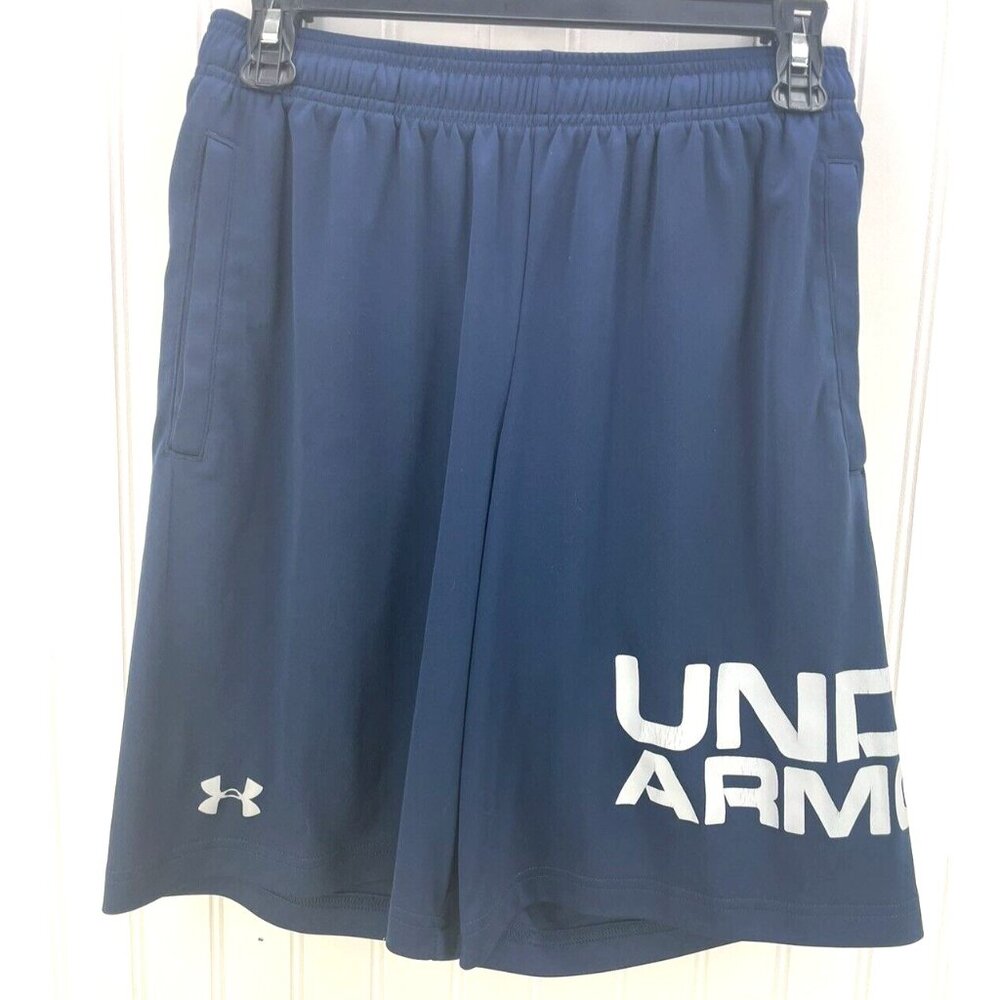Under Armour Logo Loose Basketball Shorts Men's Small S Blue Sports Activewear
